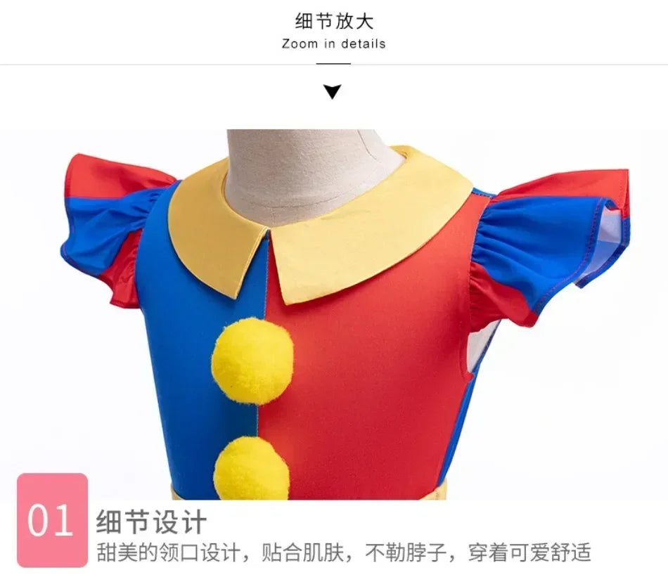 Mädchen Anime Cartoon Pomni Raghata Jax Caine Cosplay Kostüm erstaunliche digitale Zirkus Cosplay Clown Kind Overall Jungen Halloween Anzug.