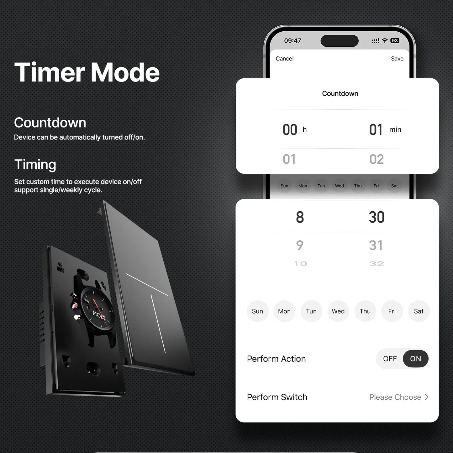 MOES Tuya ZigBee Star Feather Schalter US Smart Air Touch mit neutraler Lichtszene 2in1 APP-Fernbedienung mit Alexa Google Home.