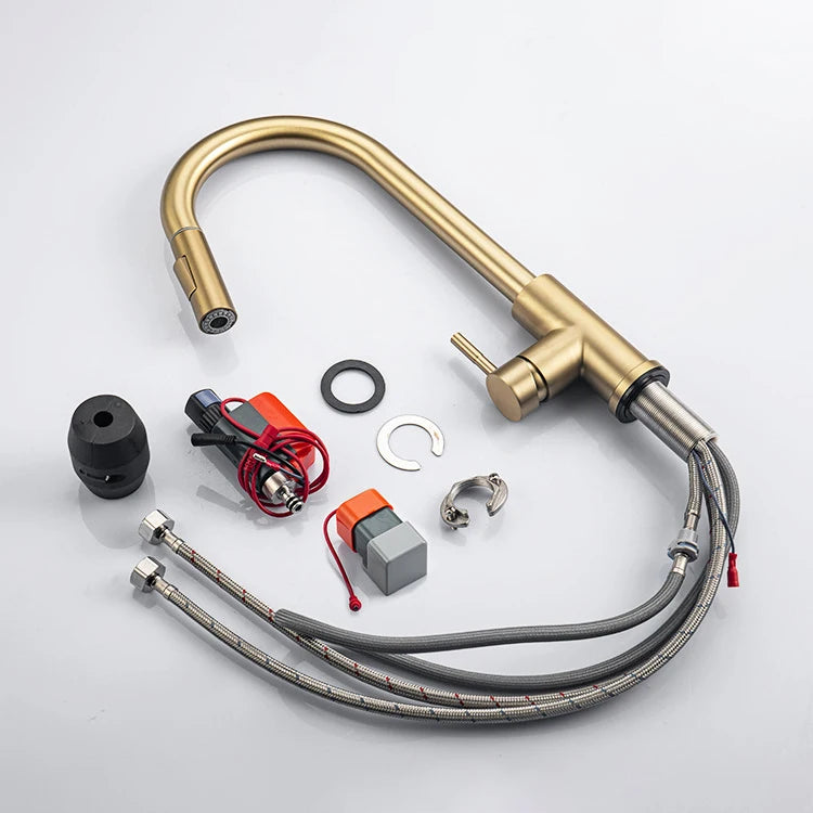 Brushed Gold Digital Kitchen Faucet Shenducs 304 Stainless Steel Hot Cold Kitchen Sink Mixer Tap Sensor Touch on Kitchen Faucet