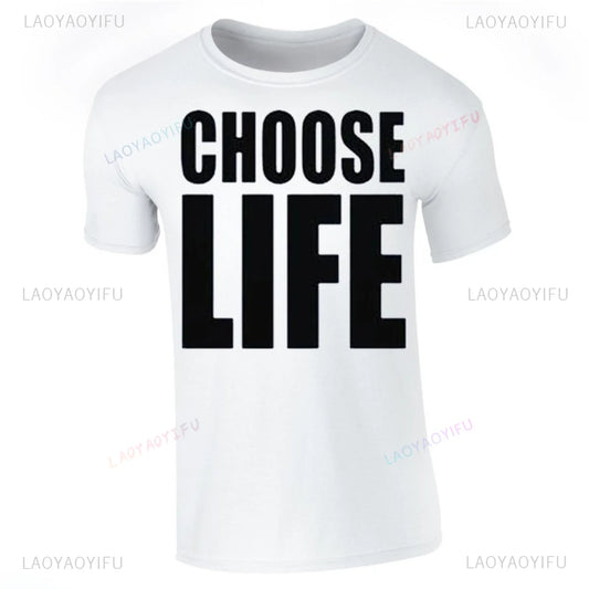 Choose Life Wham Retro 80s 80's Simple Letters T Shirt Woman Man Summer Music Festival High Quality Cotton Printed T-shirt.