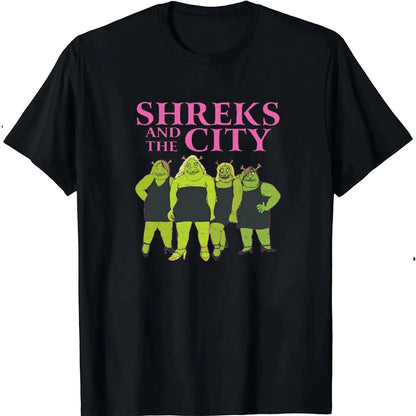 Ogre and The City Shreks Shirt Combine Fun Printed Men's  Women's Short Sleeve T-shirts Summer Fashion Unique Funny hot sale.