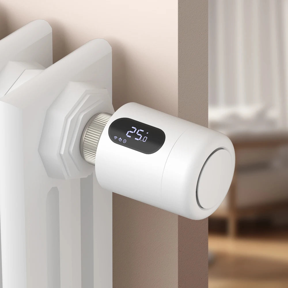 AVATTO 1~6PCS Tuya ZigBee TRV Thermostatic Valve,Smart Thermostat Radiator Actuator With Ambient Light,Alexa Google Home Alice.