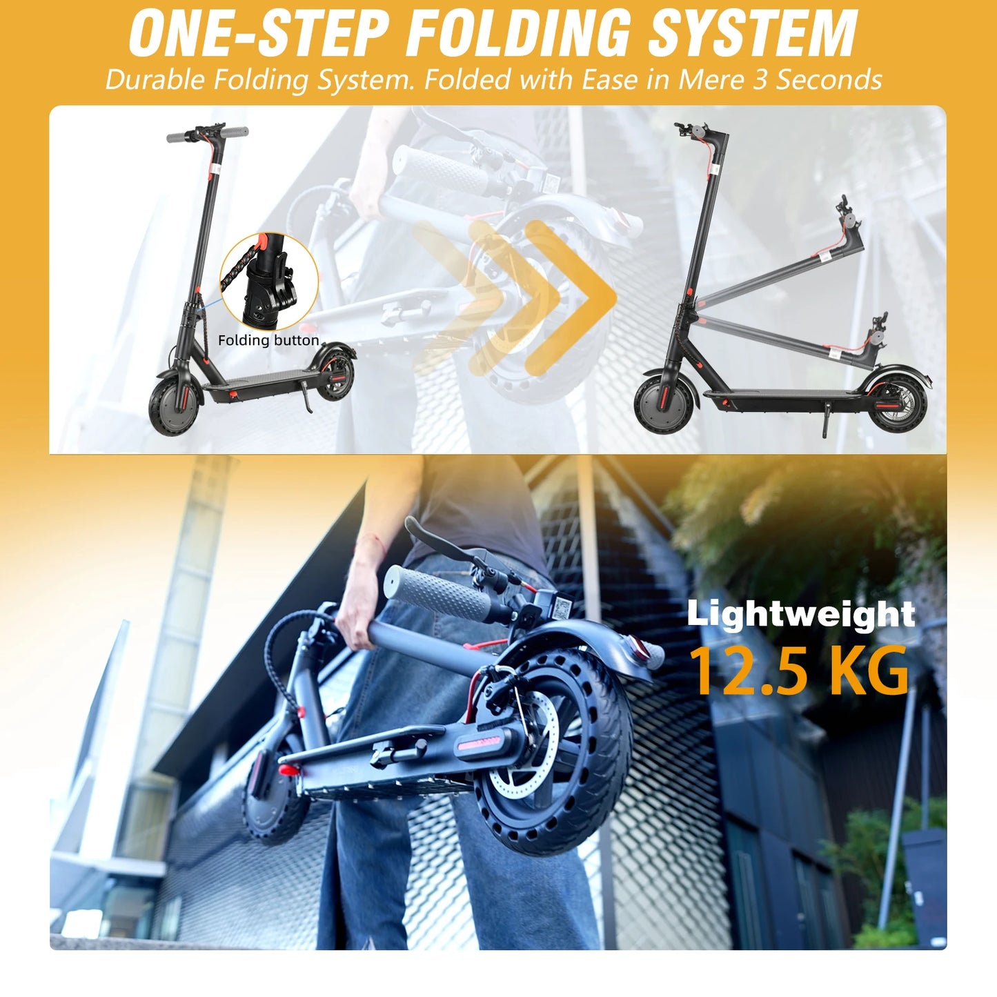 Black 350W Foldable Electric Scooter with Bag for Adults, 30KM Range, APP Support, Foldable Commuter E-scooter.