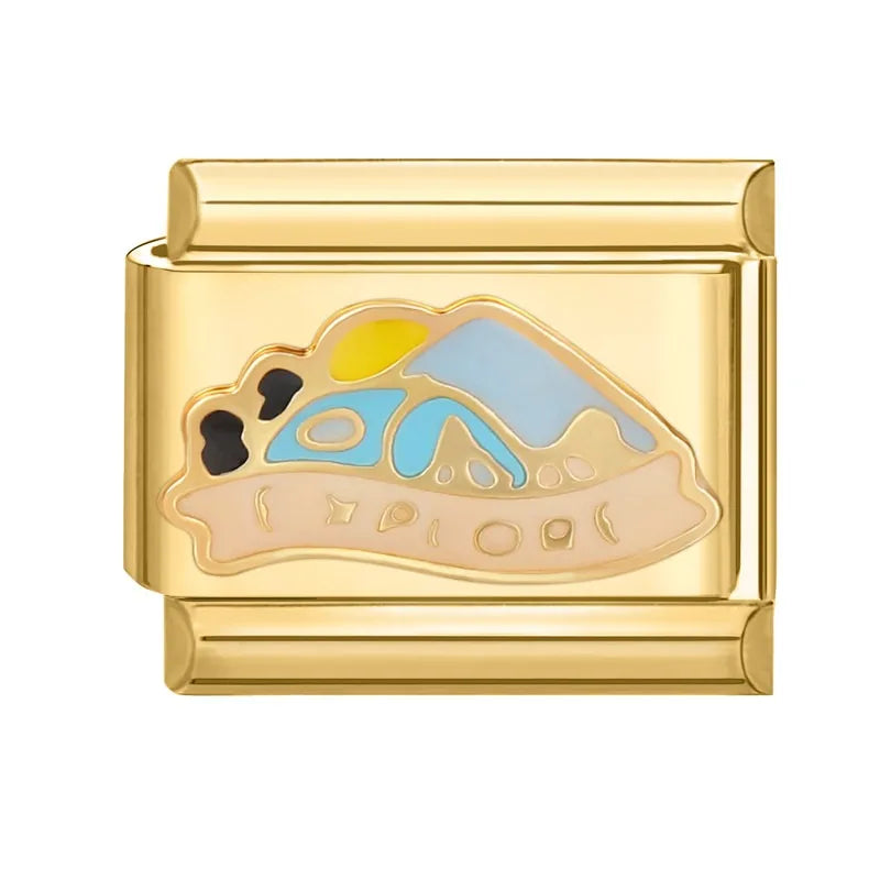 New Fashion 9mm 15 Style Italian Modular Charm Bracelet Fashionable Leisure Holiday Scenery Literary Modular Elastic Bracelet