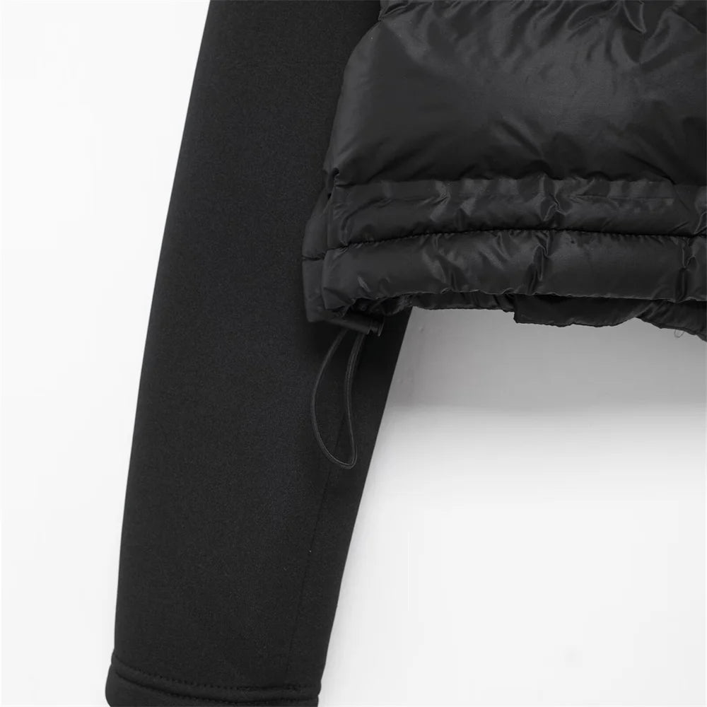 UNIZERA 2024 Herbst Neues Produkt Lässige Damenmode Schwarz Stehkragen Spleißen Kurze Jacke Baumwolljacke.