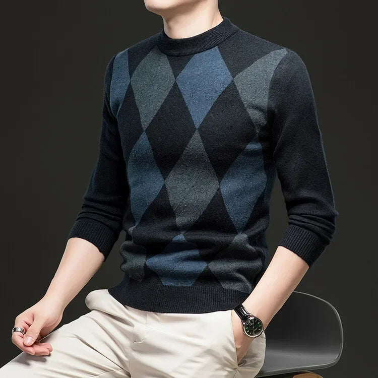 New High Quality Men's  Fashion Business Casual Knitted Sweater Warm Pullover Tops Mens Clothes.