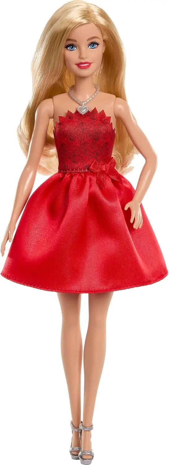 Original Barbie Mattel Fashionistas 80th Anniversary Doll Celebration Red Dress Blonde Necklace Accessories 1/6 Girls Toys Gifts.