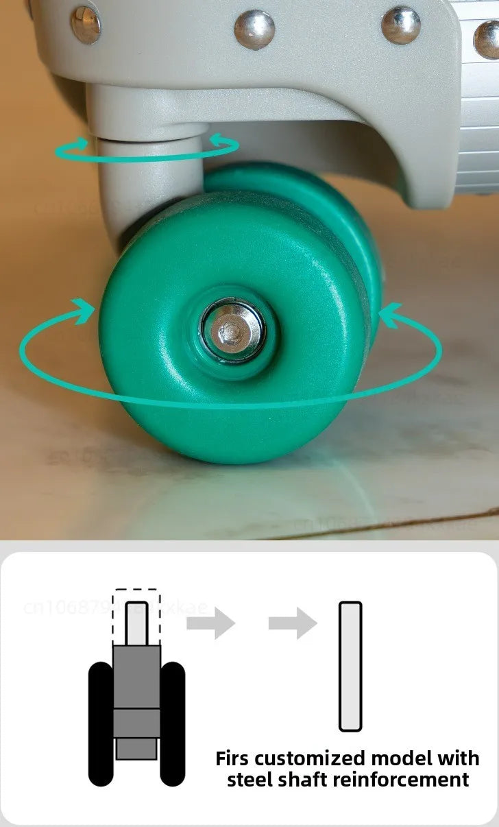 20-Zoll-Koffer aus Vollaluminium-Magnesiumlegierung mit großem Fassungsvermögen, Rollgepäckkoffer, Geschäftsreisekoffer auf Rädern.
