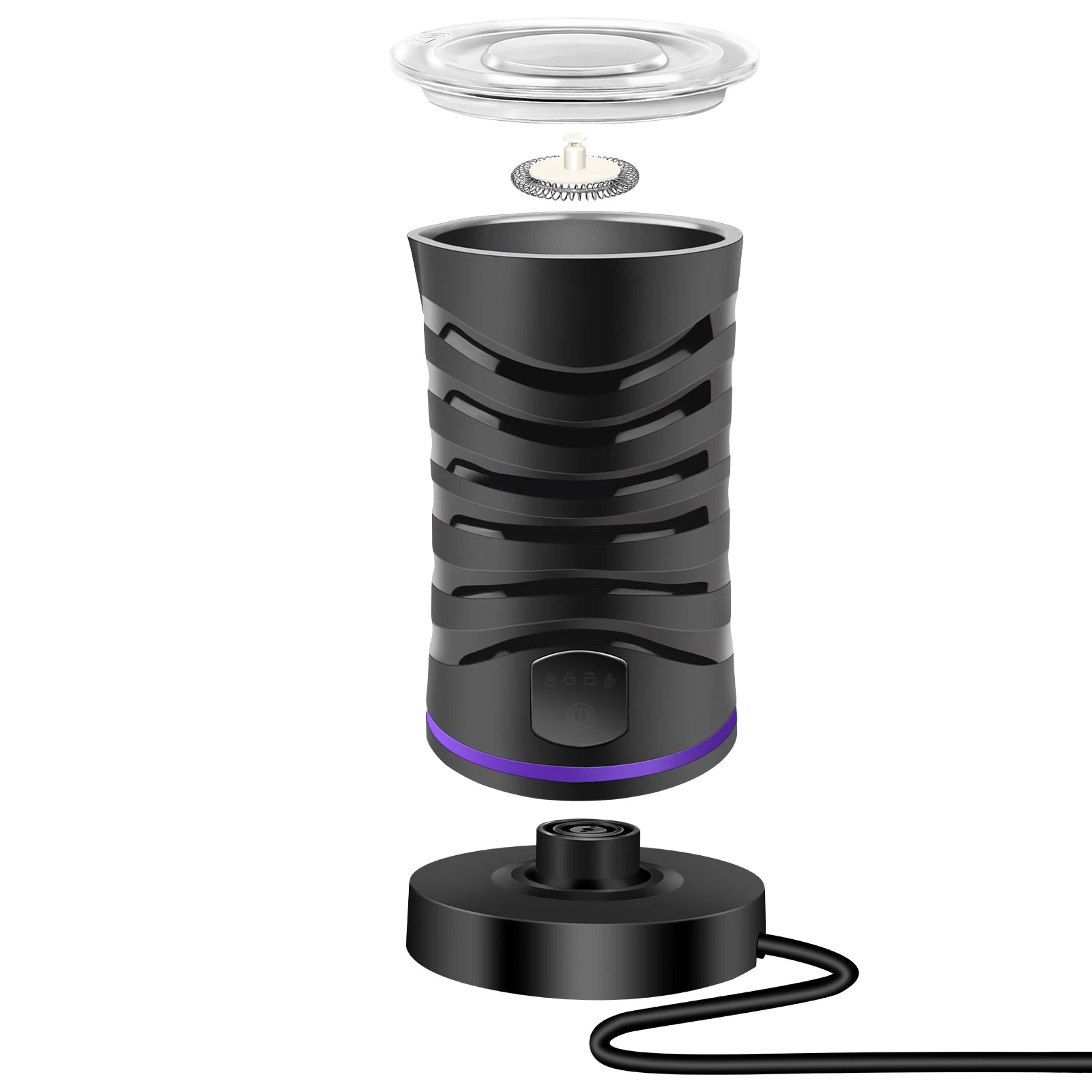 4 in 1 Automatic Milk Frother Electric, 600ml Capacity Hot & Cold Milk Foamer, Silent Operation for Coffee Cappuccino Chocolatte.