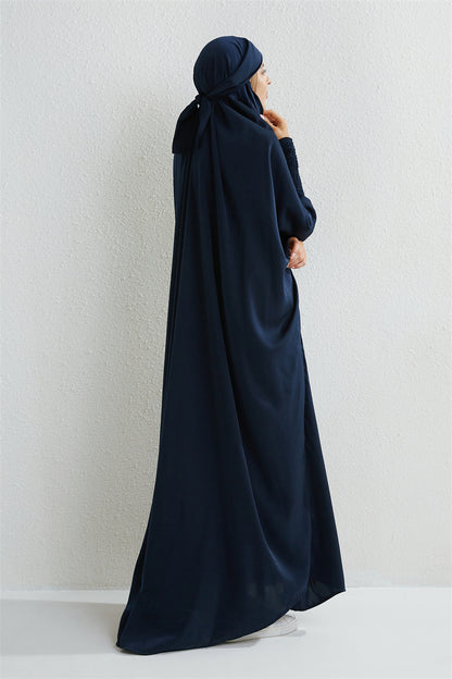Muslimische Abaya mit Kapuze, Smockärmel, einteiliges Gebetskleid, Damen, Jilbab, islamische Kleidung, Dubai, Saudi-Arabien, schwarze Robe, türkische Bescheidenheit