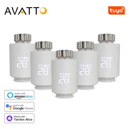 AVATTO Tuya ZigBee Thermostat Radiator Actuator Smart TRV Thermostatic Valve Temperature Controller Support Alexa Google Home.