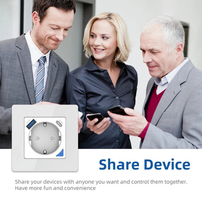 Alice Zigbee Tuya Smart EU-Wandsteckdose mit PD 20 W Typ C und einem Dual-USB-Schnellladegerät mit Power-Überwachungs-Glasplattenpanel.