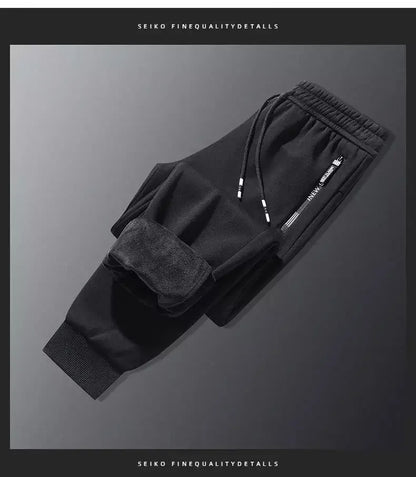 Men's Autumn Winter New Trendy Brand Sportswear Pants Fleece-Lined And Thickened Loose-Fit Straight-Leg Casual Trousers.