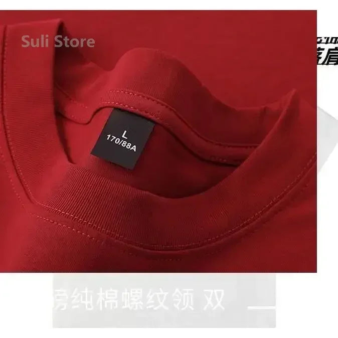 600g Heavy-duty Cotton Short Sleeved T-shirt for Men's Fashion Pure Cotton Thickened Short Sleeved Half Sleeved Tee.