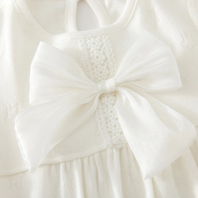 Somenie Baby-Langarm-Body für vier Jahreszeiten, Mädchen, süße Schleife, Rundhalsausschnitt, einteiliges Outfit, Babe-Ausflüge, Kleidungstrends.