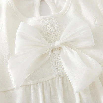 Somenie Baby-Langarm-Body für vier Jahreszeiten, Mädchen, süße Schleife, Rundhalsausschnitt, einteiliges Outfit, Babe-Ausflüge, Kleidungstrends.