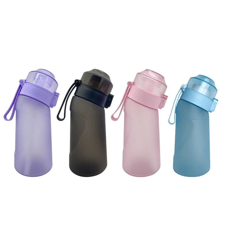 LUSQI 500ML Air Flavored Water Bottle With 9 Flavor Rings Sports Fashion Straw For Outdoor Sports Activities.