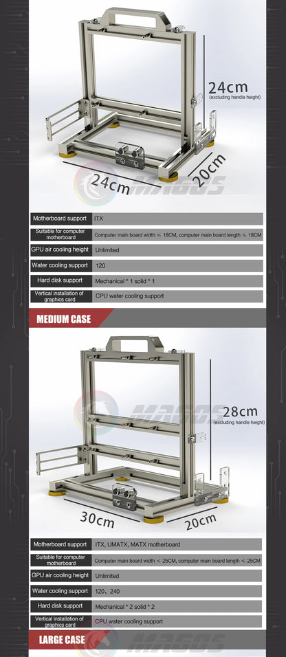 DIY Gamers Cabinet MOD ITX MATX PC Case Open Frame Aluminum Creative ATX Tower Desktop Gaming Computer Chassis Rack.