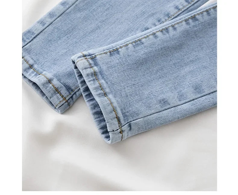 High Waist Slim Fit Jeans Women's Spring Summer Autumn Fashionable Nine Points Elasticity Pencil Pants Tightening And Lengthenin