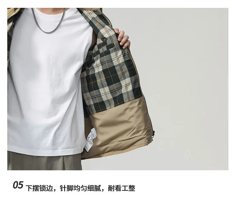 Lapel Jacket Men Spring Autumn Japanese Korean Streetwear Fashion Loose Casual Vintage Cargo Jacket Coat Outerwear