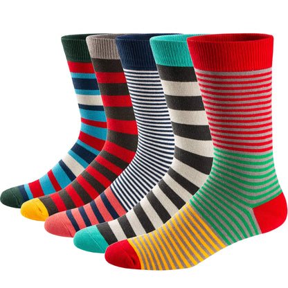 5 Pairs Mens Dress Socks Plus large Size，High Quality Combed Cotton Crew Socks，Black Cool Argyle Breathable Casual Socks for men