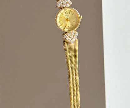 GEDI Watch Gold Silver Diamond Inlaid Steel Strip Women's Wristwatch Vintage Niche Light Luxury Temperament Quartz Watch Woman.