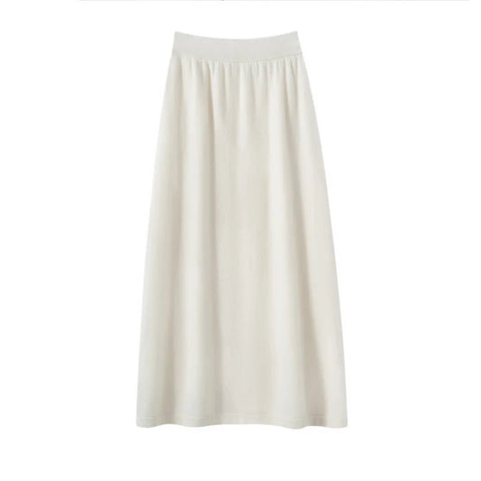 Pure cashmere half skirt, A-line loose, hip-hugging, high-end and exquisite long knitted hip-hugging skirt for autumn and winter.