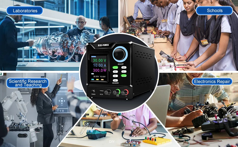 KUAIQU Programmable RS232 Communication DC Power Supply 30V 10A, Adjustable Laboratory Power Supply 60V 5A, 120V 3A, Edit Stored.