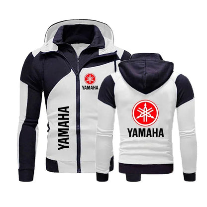 Men's hooded printed motorcycle jacket pullover hooded sweatshirt bicycle jacket racing zipper hooded sweatshirt.