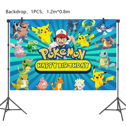 Pokemon Geburtstag Party Dekoration Neue Ligntning Pikachu Ballon Kid Event Liefert Einweg Geschirr Banner Hintergrund Platte.