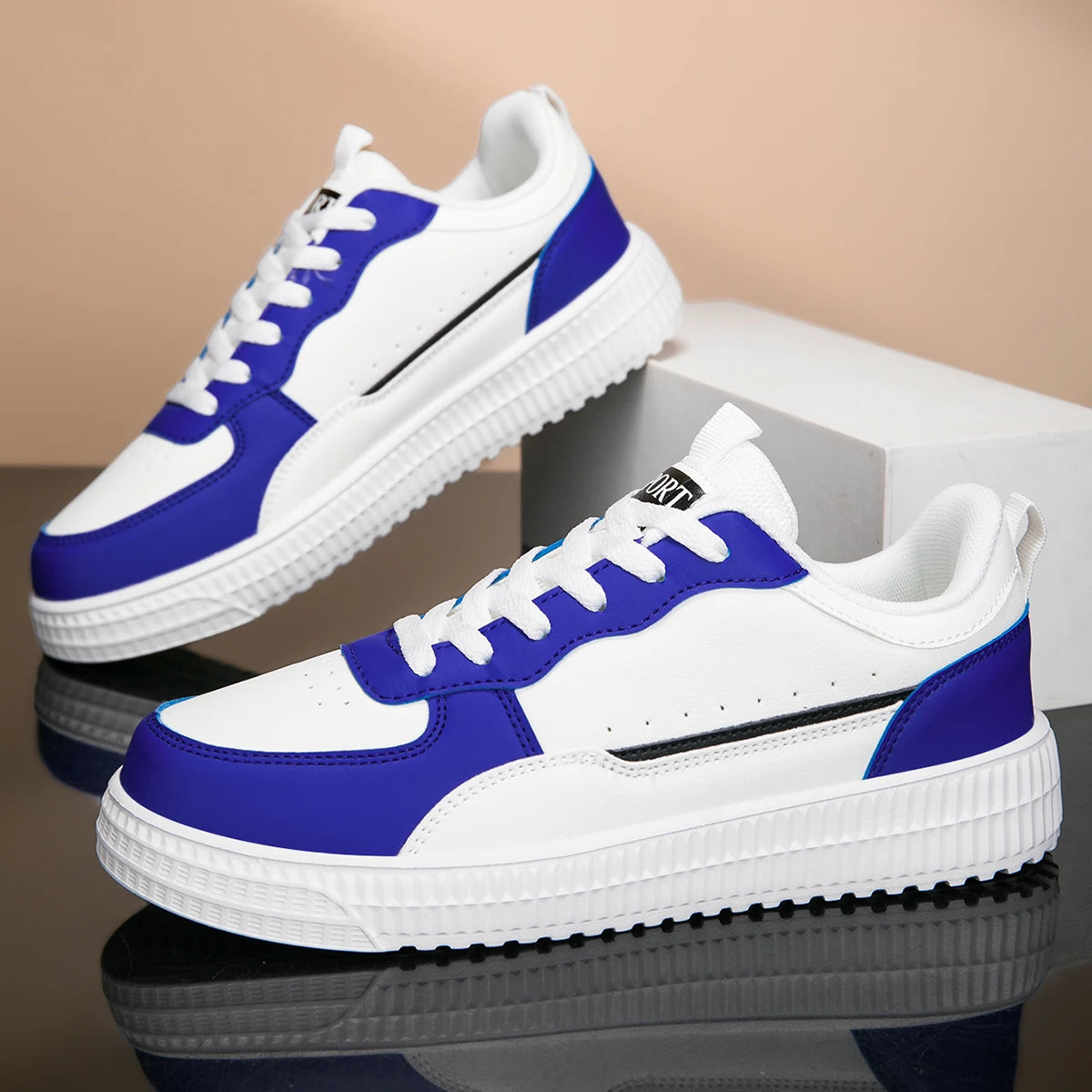 YRZL Leather Sports Women Casual Shoes Lightweight Running Shoes Platform White Sneakers Men Outdoor Breathable Sport Shoes.