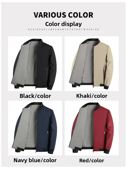 Premium Wrinkle Free Reversible Breathable Baseball Collar Men Blazer Jacket Business Casual Windbreaker Lightweight Coats.