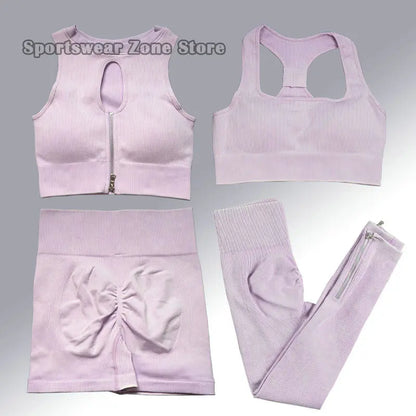 Yoga Suit High Waist Leggings Running Training Tights Sports Outfits Long Sleeve Crop Top Bra Seamless Fitenss Set Fitness Wear