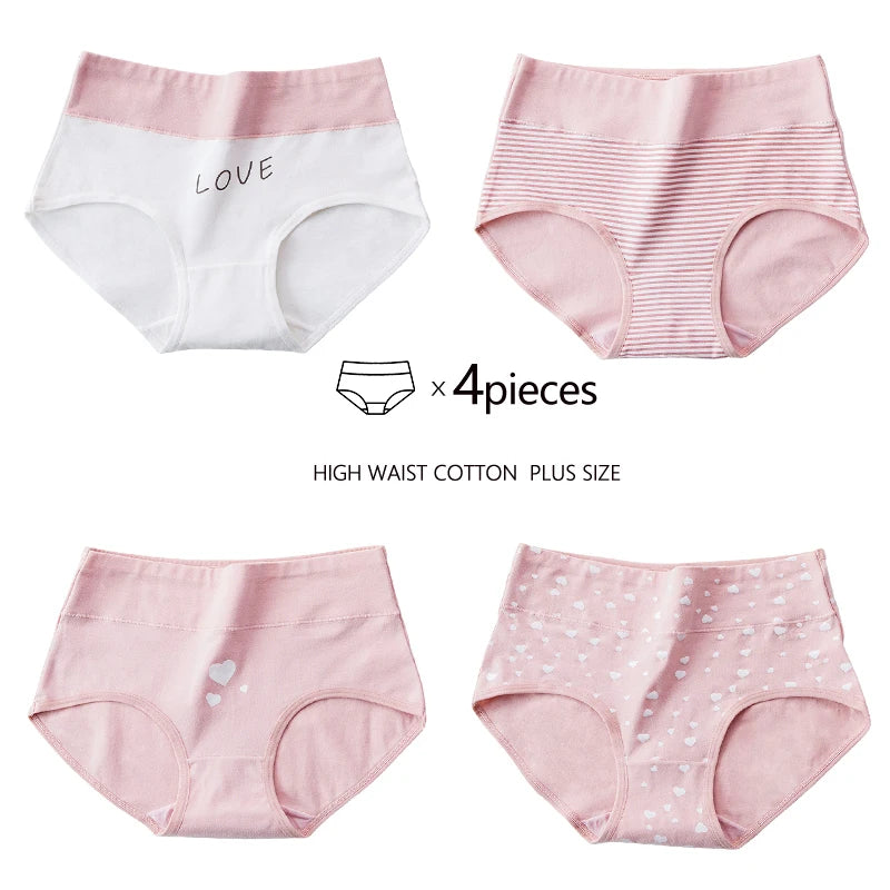 4Pcs Plus Size M-5XL Panties Women Cotton High Waist Slimming Underwear Seamless Girls Briefs Sexy Female Breathable Lingerie