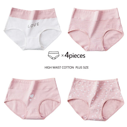 4Pcs Plus Size M-5XL Panties Women Cotton High Waist Slimming Underwear Seamless Girls Briefs Sexy Female Breathable Lingerie