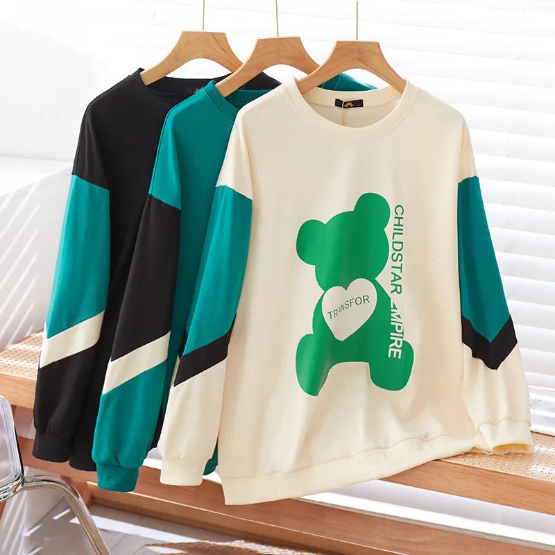 150Kg Plus Größe frauen Fehlschlag 157 Frühling Lose Langarm Rundhals Gedruckt Casual Sweatshirt 6XL 7XL 8XL 9XL 10XL 3-Farben.