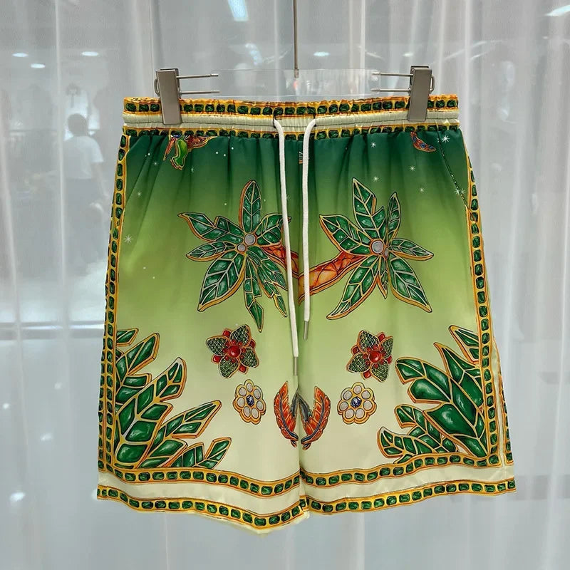 New Fashionable Digital Print Men's Short Sleeve Shirt And Shorts Set Popular with Young People across Borders Lightweight Cloth.