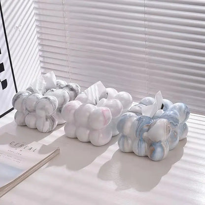 Geometry Tissue Box Cover Decorative Facial Tissue Holder Case Container for Bedroom Tissue Box Covers Rectangular Ceramic