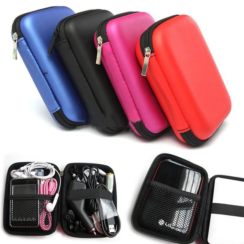 2.5 Inch HDD Box Bag Case Portable Hard Drive Bag for External Portable HDD hdd box case Cable storage Bag Protection Black/Blue.