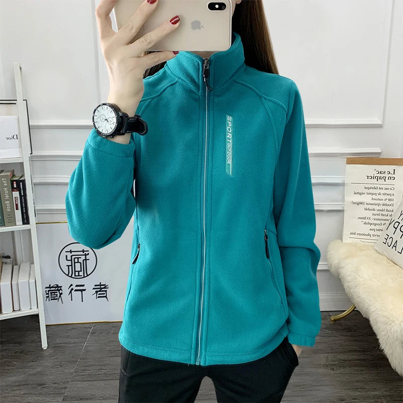 Plus Größe Herbst Winter Polar Fleece Warme Mantel Frauen Sweatshirt Outdoor Sport Casual Zipper Strickjacke Jacke Top Schlank Jugendliche.