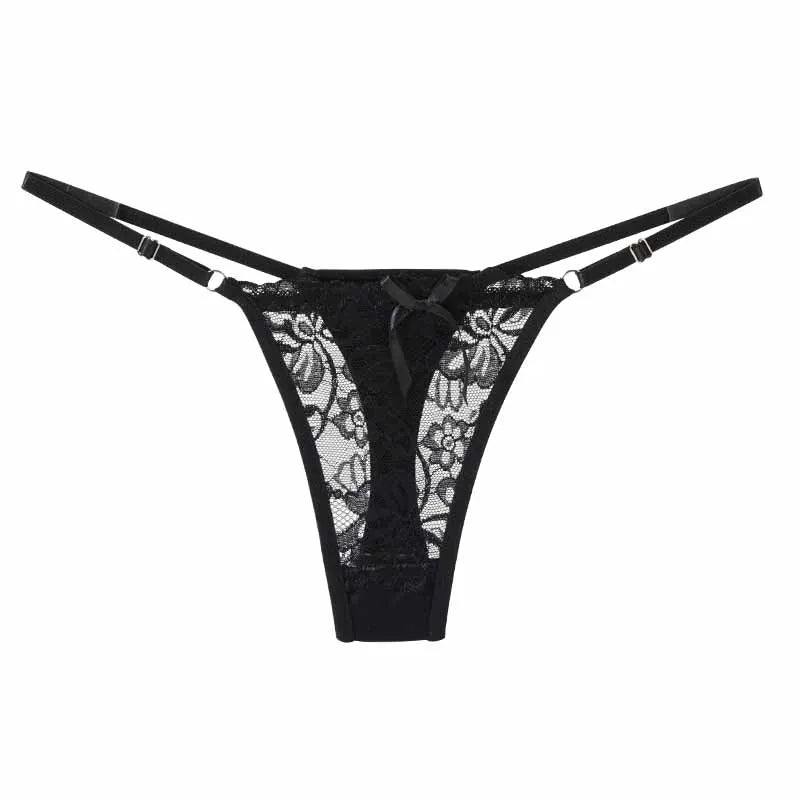 Sexy Lace Adjustable Thongs for Women Low Rise Hollow Out Briefs Female Breathable Underpants Perspective Sexy Lingerie.