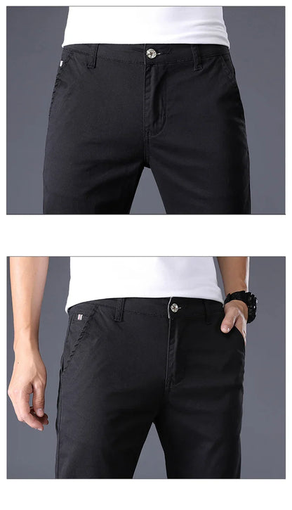 Thin Men's Pants Classic 7 Colors Summer New Casual Pant Business Fashion Stretch Cotton Slim Brand Male Trousers
