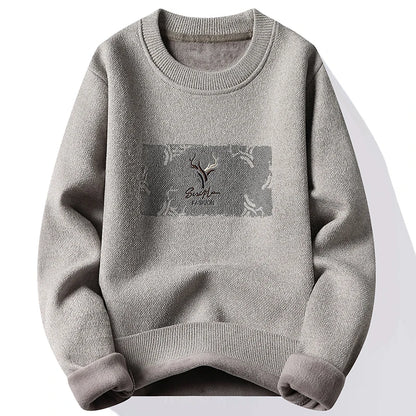 New Mens Fleece Sweater Thickened Pullover Fleece Lined Autumn Winter Crew Neck Jumpers Fashion Knitwear.