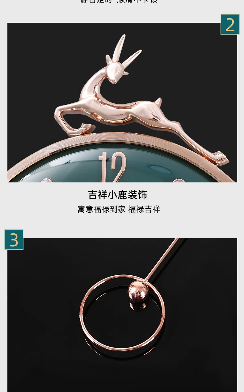 13-Zoll-Wanduhr mit verheißungsvollem Hirsch, nordisches kurzes Design, Wohnzimmer-Dekoration, Küche, Stummschaltung, Uhren, Kunst, Wanduhr, Heimdekoration, NEU