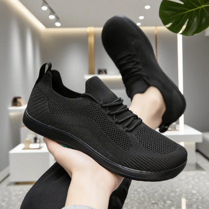 Wide Barefoot Shoes for Men Trendy Black Mesh Casual Walking Sneakers Breathable Non-Slip Minimalist Casual Wide Toe Men Shoes.