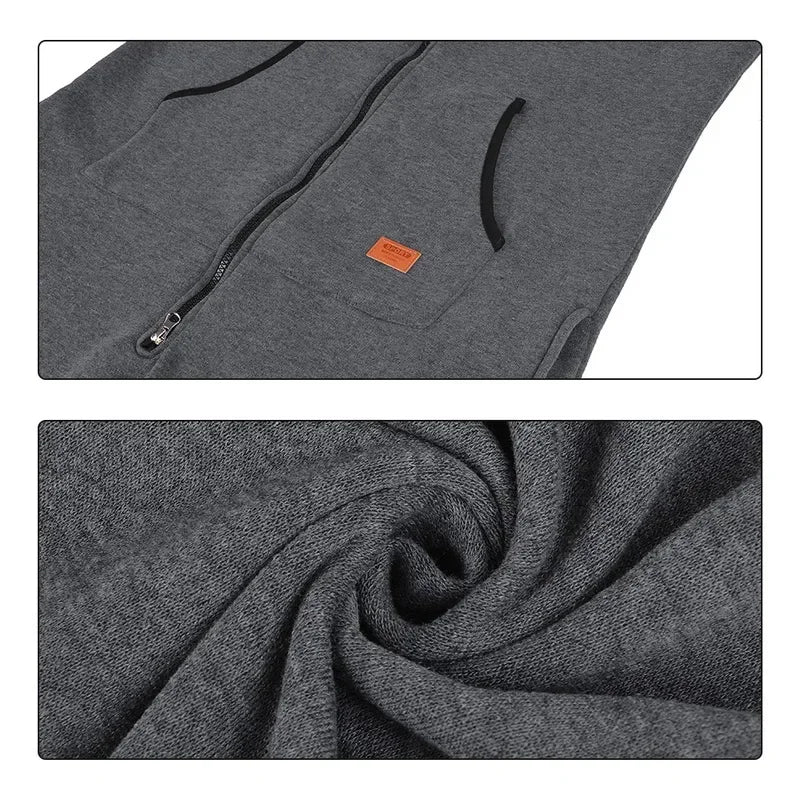 New Custom 3D Full Design Jumpsuit Pajamas Long-sleeved sports pants solid color splicing casual sweater men's zipper hoodie.