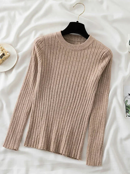 Oansatz Rippen Langarm Koreanische Slim-fit Weibliche Pullover Pullover Frauen Pullover Stricken Weiche Jumper Tops Neue Herbst Winter tops.