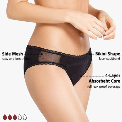 3 PCS Cotton Menstrual Panties Women Lot Leak Proof Period Underwear Heavy Flow 4 Layer Menstrual Cycle Absorbent Underwear Pack.
