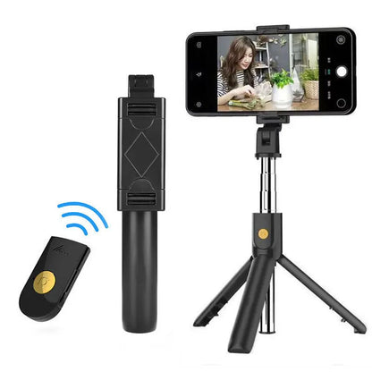 3 In 1 Foldable Portable Selfie Stick Tripods With Shutter Remote Control For iPhone Samsung Xiaomi Phones Live Video Streaming.