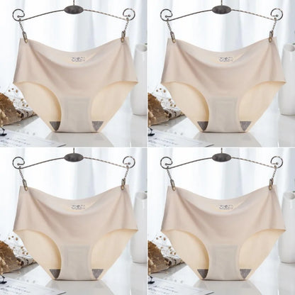 4PCS/Set Plus Size Women's Panties Solid Seamless Underwear Comfortable Breathable Ice Silk Sexy Lingerie Intimates Underpants
